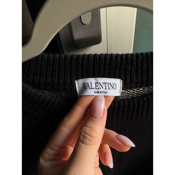 Valentino Intarsia Cashmere Sweater Black Size L Woman - Picture 5 of 7